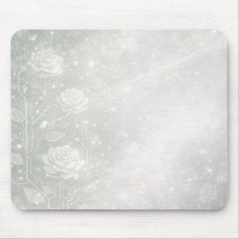Soft sage and frosted white florals is a feminine  mousepad