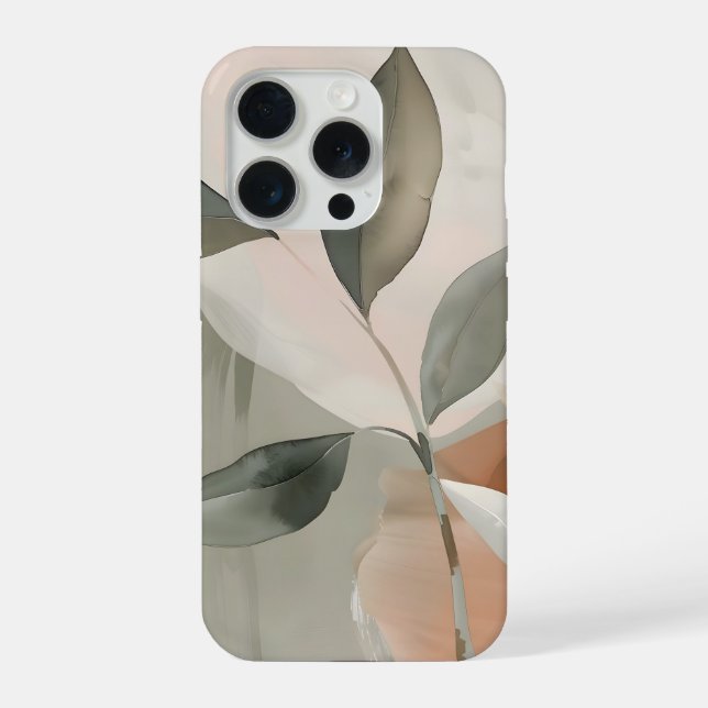 Soft Sage & Blush Abstract Botanical Art iPhone Hülle (Rückseite)