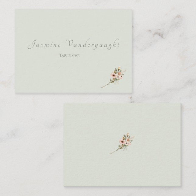Soft Sage Botanical Wedding Escort Cards Platzkarte (Vorne/Hinten)