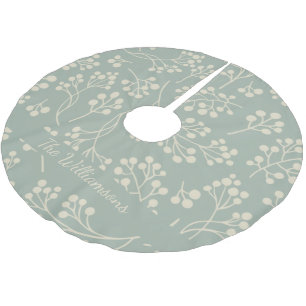 Soft Sage Botanische Personalisierte Familienname Polyester Weihnachtsbaumdecke