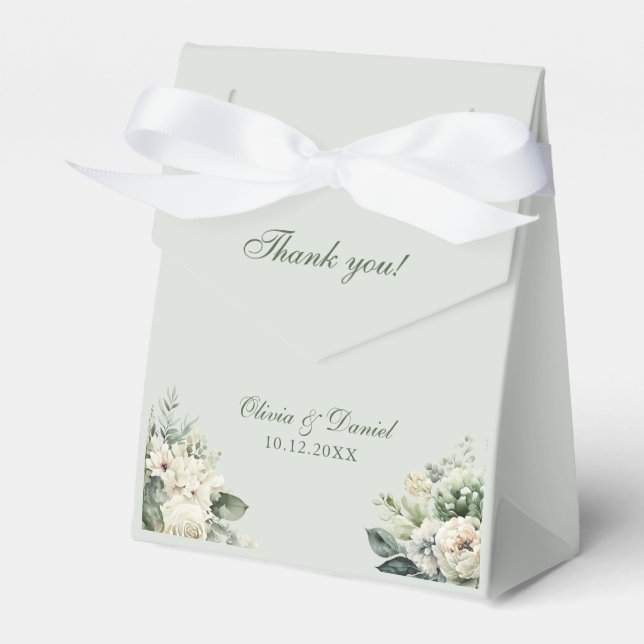 Soft Sage Green Floral Wedding Favor Box Geschenkschachtel (Vorderseite)