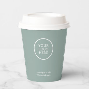 Soft Sage Minimalistisches Geschäftslogo Corporate Pappbecher