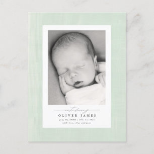 Soft Salbei strukturierte Rahmen neue Baby Ankündi Postkarte