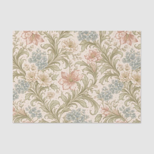 Soft Scrollwork Garden Floral Pattern Seidenpapier (Vorderseite)