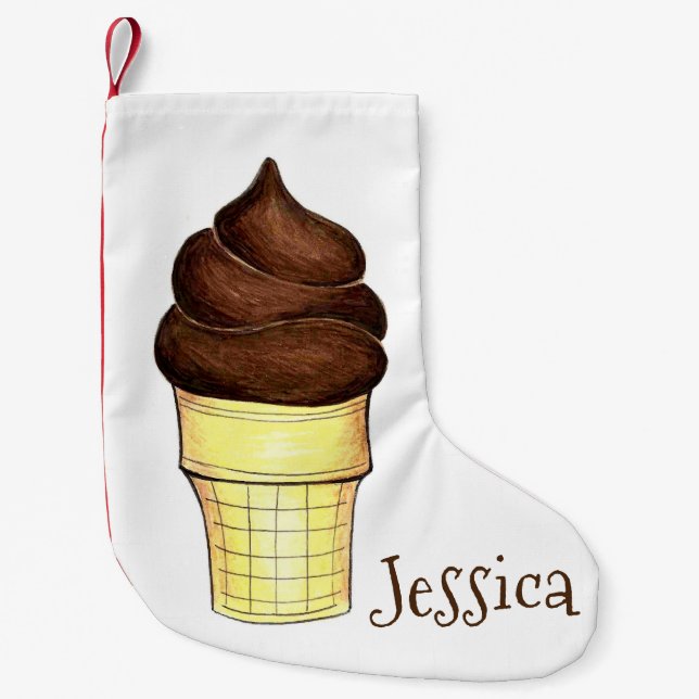 Soft Serve Chocolate Swirl Ice Cream Cone Dessert Kleiner Weihnachtsstrumpf (Vorderseite)