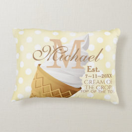 Soft Serve Vanilla Ice Cream Cone Name Monogram Dekokissen