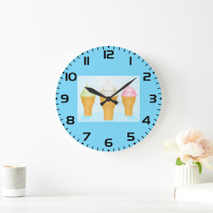 Soft servieren Ice Cream Cones Spaß Sommerabend Große Wanduhr