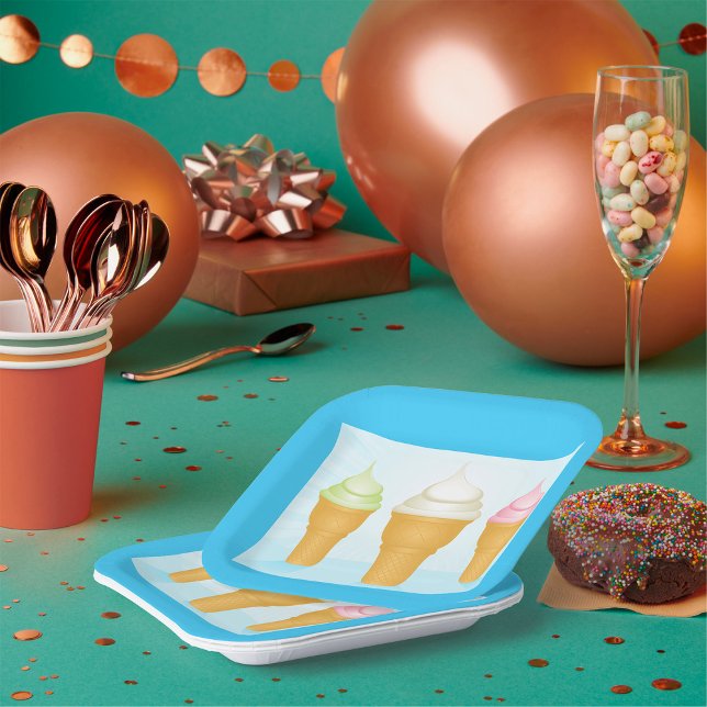 Soft servieren Ice Cream Cones Spaß Sommerabend Pappteller (Von Creator hochgeladen)