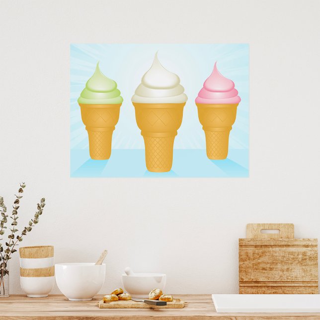 Soft servieren Ice Cream Cones Spaß Sommerabend Poster (Von Creator hochgeladen)