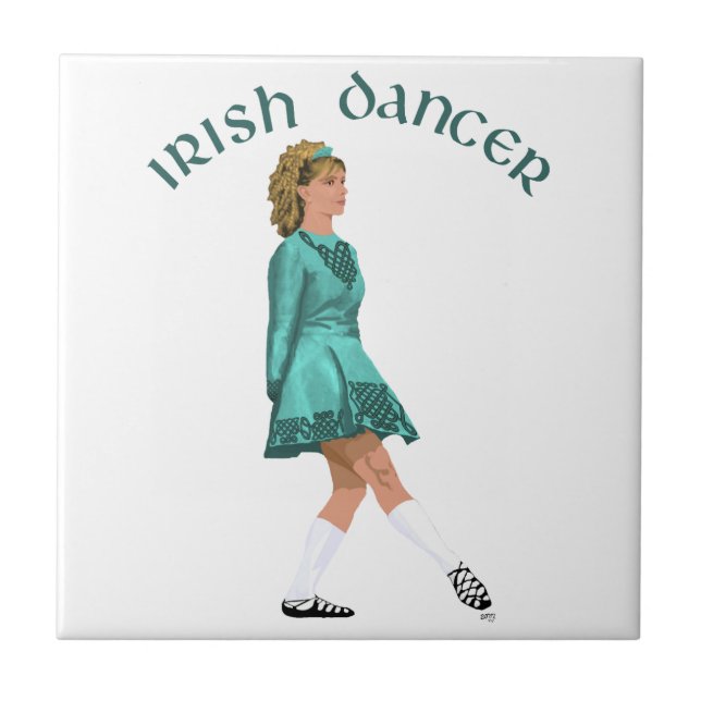 Soft Shoe Irish Dancer in Türkis Fliese (Vorderseite)
