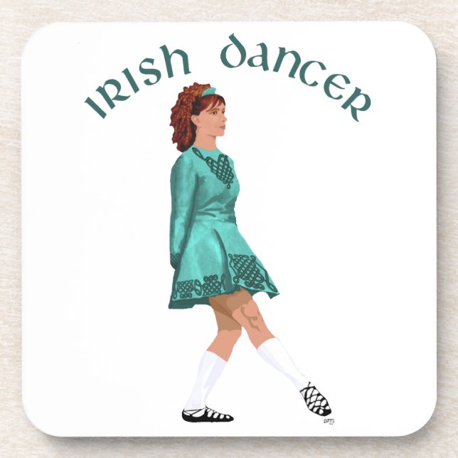 Soft Shoe Irish Dancer in Türkis Getränkeuntersetzer (Vorderseite)