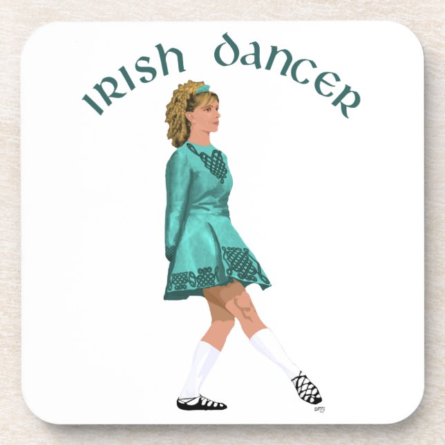Soft Shoe Irish Dancer in Türkis Untersetzer (Vorderseite)
