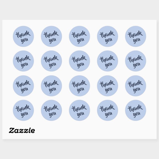 Soft Sky Blue Thank You Classic Round Sticker (Blatt)