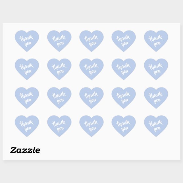 Soft Sky Blue Thank You Heart Sticker (Blatt)