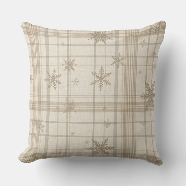Soft Snowflake Gingham Plaid Throw Pillow Kissen (Vorderseite)