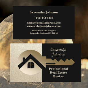 Soft Sparkle Gold Key Real Anwesen Business Card Visitenkarte