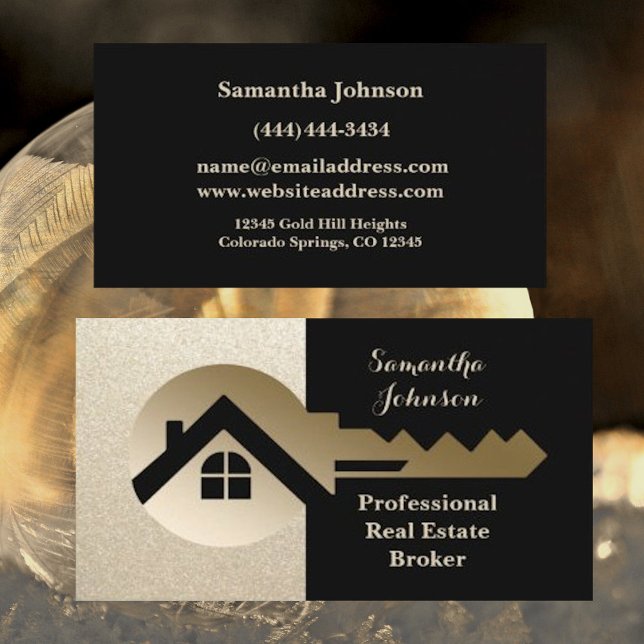 Soft Sparkle Gold Key Real Anwesen Business Card Visitenkarte (Von Creator hochgeladen)