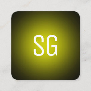 Soft Spot - Initialen - Gelb auf schwarz Quadratische Visitenkarte