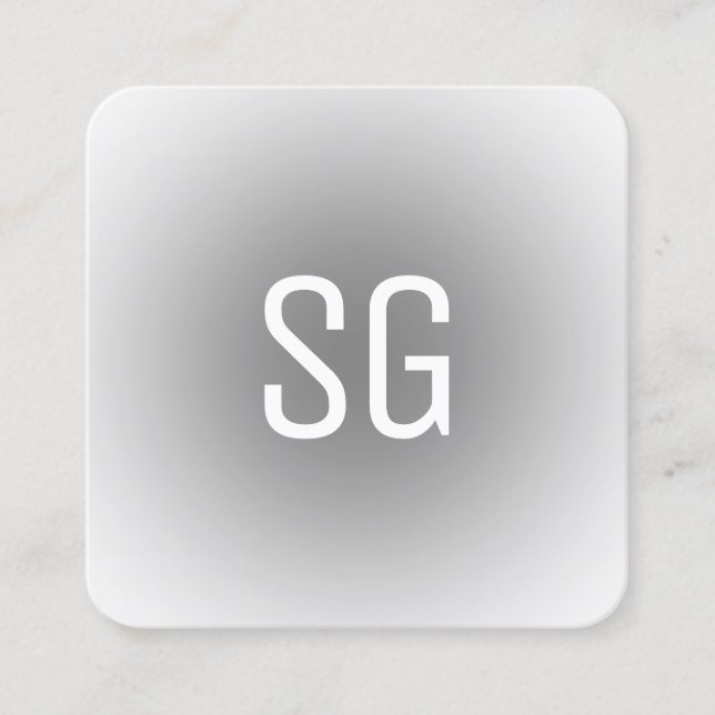 Soft Spot - Initialen - Grau Quadratische Visitenkarte (Vorderseite)