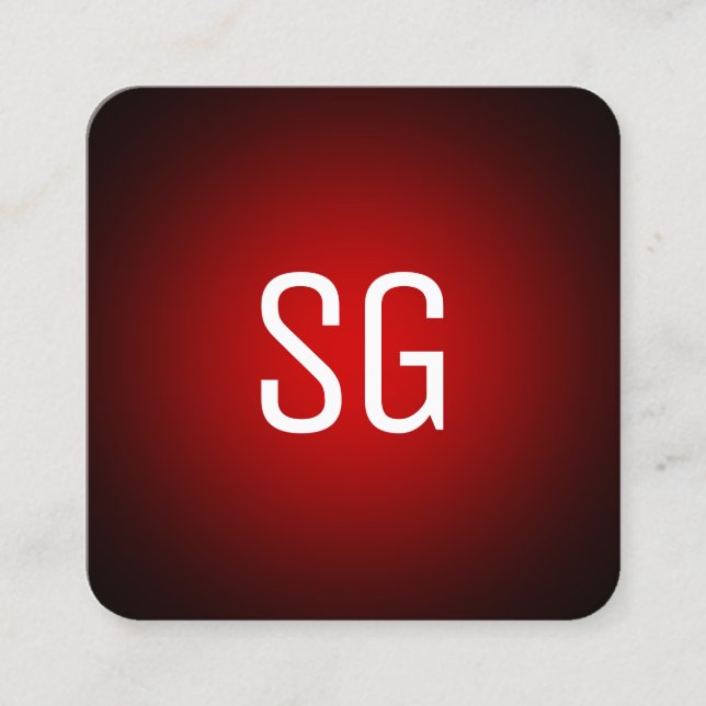 Soft Spot - Initialen - Rot auf Schwarz Quadratische Visitenkarte (Vorderseite)