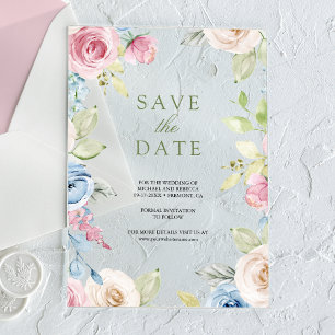 Soft Spring Floral Wedding Save the Date Acryleinladungen