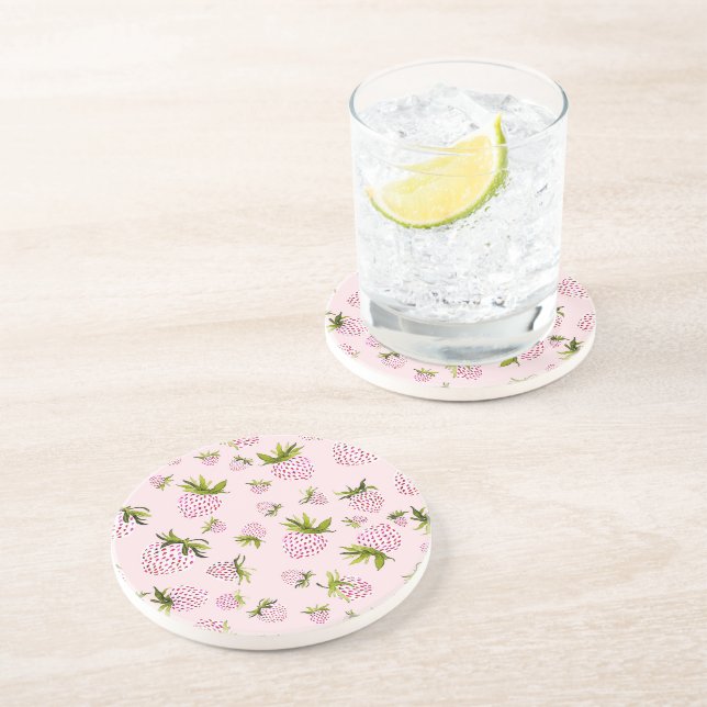 Soft Strawberries - Berry Sweet sandstone Getränkeuntersetzer (Seite)