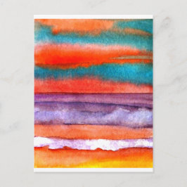 Soft Sun Play Beach Sunset Ocean Wave Art Postkarte