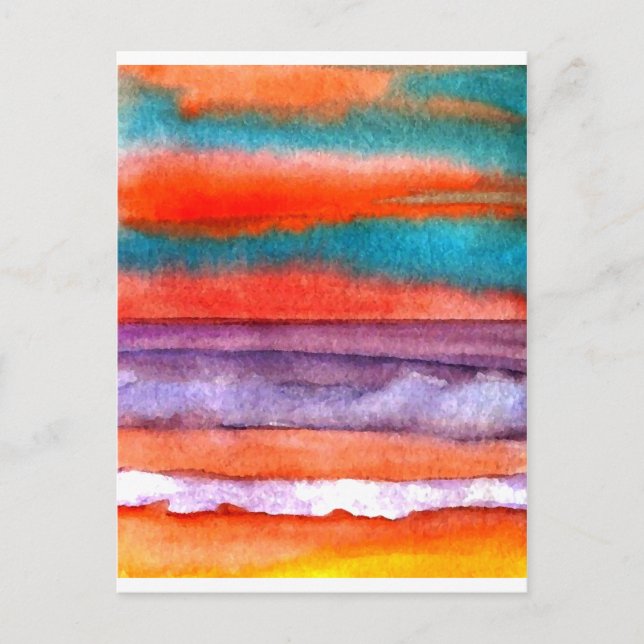 Soft Sun Play Beach Sunset Ocean Wave Art Postkarte (Vorderseite)