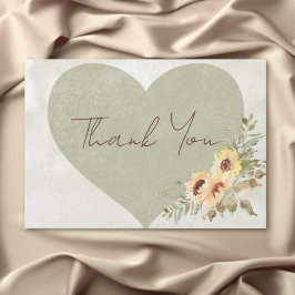 Soft Sunflowers Boho Heart Wedding Dankeskarte