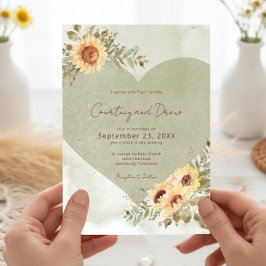 Soft Sunflowers Boho Heart Wedding Einladung