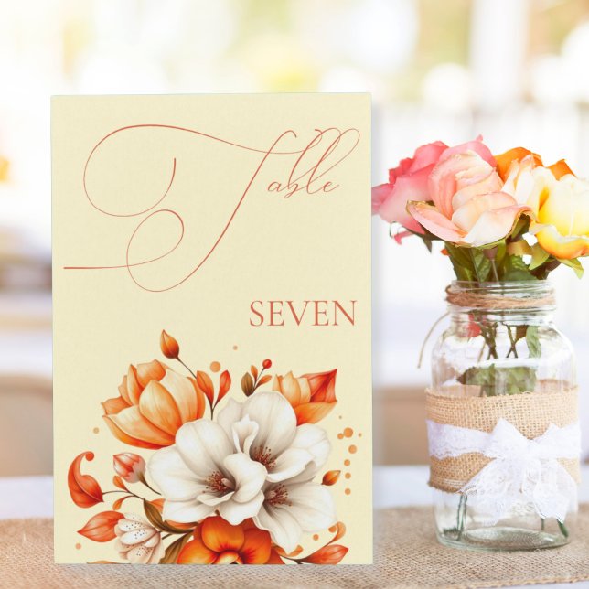 Soft Sunset Hues Floral Tischnummer Sockelschild (Soft Sunset Hues Floral Table Number Pedestal Sign)