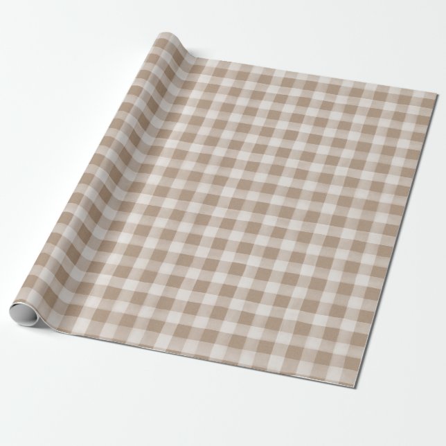 Soft Tan Beige English Country Karo Kariertes Gesc Geschenkpapier (Ungerollt)