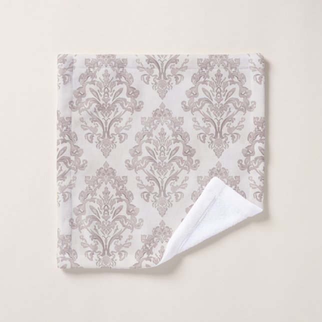 Soft Taupe Damask Watercolor Classic Floral Waschlappen (Waschlappen)
