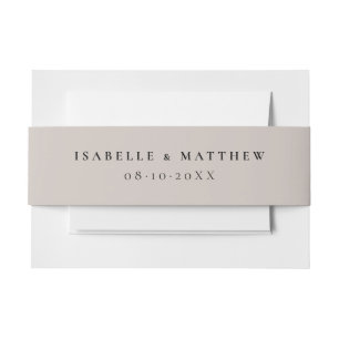 Soft Taupe Wedding Einladungsbanderole