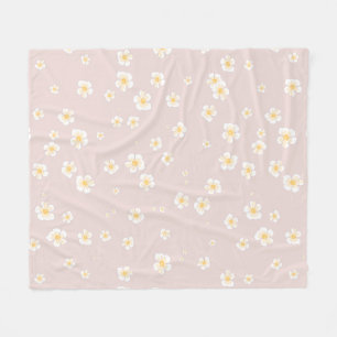 Soft Taupe White Daisies Fleecedecke