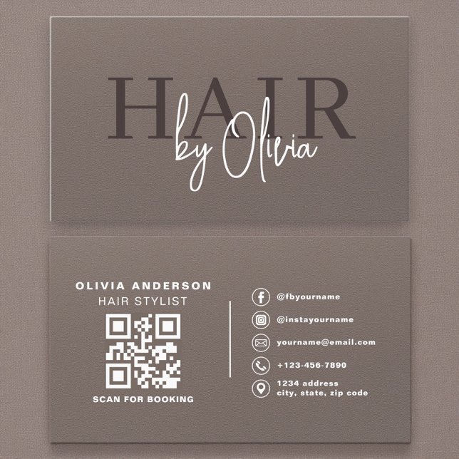 Soft Touch Mattes Neutrales QR-Code-Haarstylist Visitenkarte (Von Creator hochgeladen)
