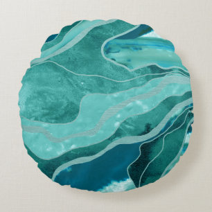 Soft Turquoise Aquamarin Marble Agate Glam #1 #dec Rundes Kissen