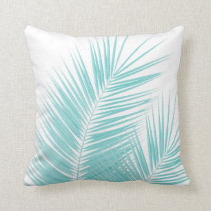 Soft Turquoise Palm Blätter Dream #1 Kissen