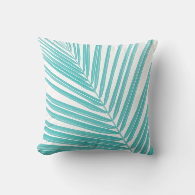 Soft Turquoise Palm Leaf Dream #2 #tropic #wall  Kissen (Vorderseite)