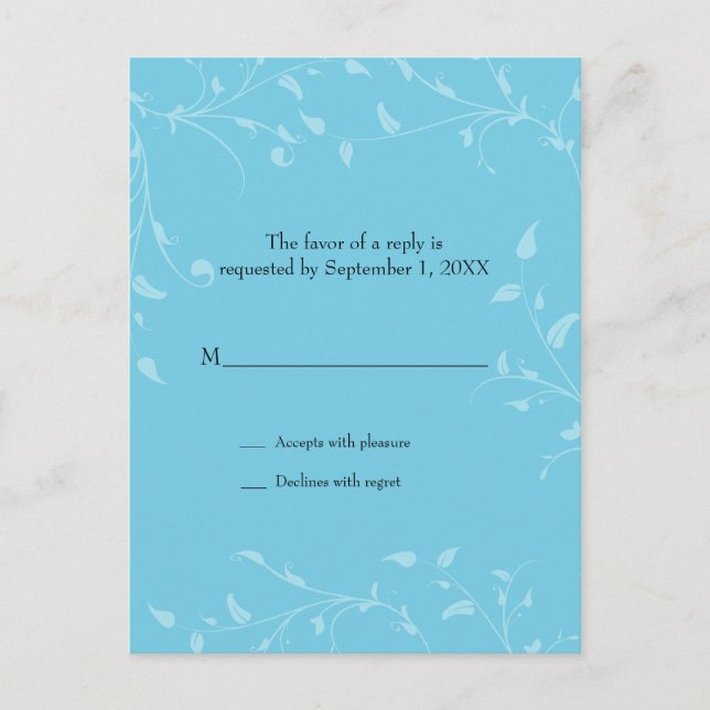 Soft Vines Wedding Reply Postcard Einladungspostkarte (Vorderseite)