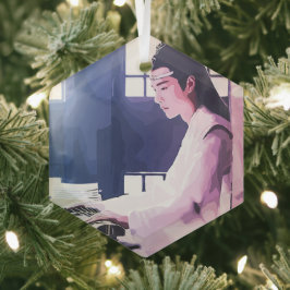Soft Wangji spielen den Zither Ornament Aus Glas