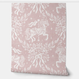 Soft Warm Blush Rococo Carousel Horses & Florals Tapete