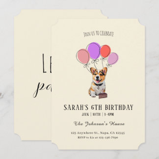 Soft Warm Elfenbein - Corgi Geburtstag individuell Einladung