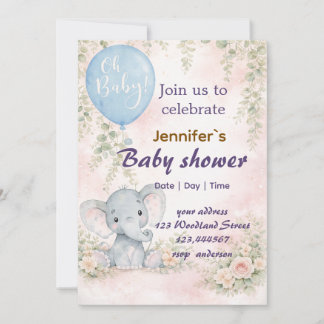 soft water colour floral teddy bear Invitation Einladung