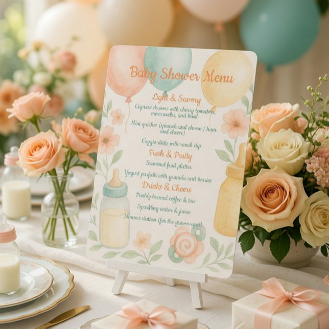 Soft Watercolor Babydusche Menü Einladung (Von Creator hochgeladen)