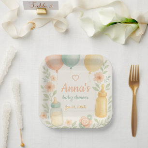 Soft Watercolor Babydusche Pappteller