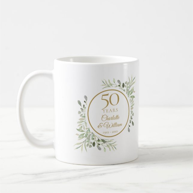 Soft Watercolor Blätter 50 Jahre alt Kaffeetasse (Links)