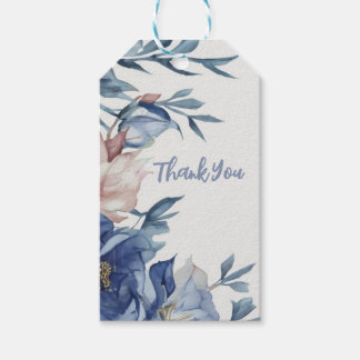 Soft Watercolor Blue Floral Geschenkanhänger