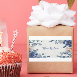 Soft Watercolor Blue Floral Rechteckiger Aufkleber