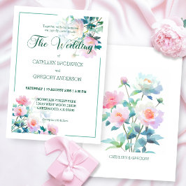 Soft Watercolor Blush Pink Floral Wedding Einladung